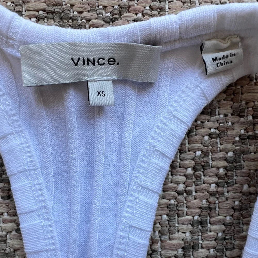 Vince Ribbed Racerback Midi Dress White Cotton Blend Womens XS